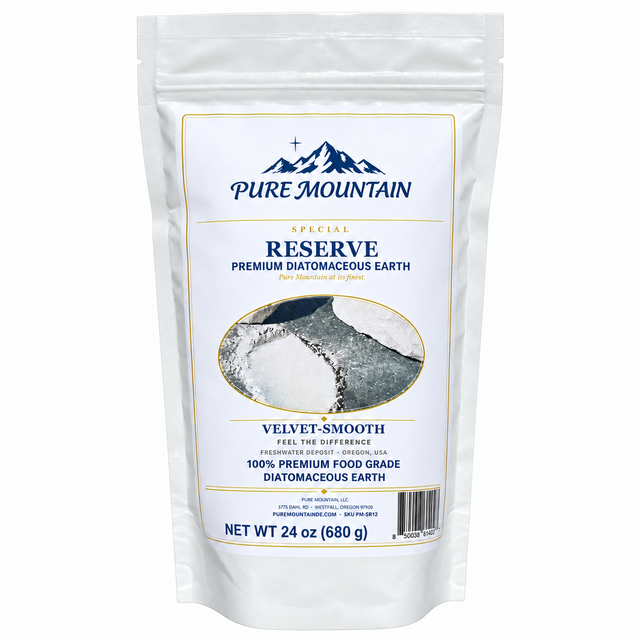 Pure Mountain Special Reserve 24 oz pouch of premium diatomaceous earth.